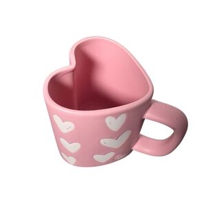 Rae Dunn Artisans Collection Pink Ceramic Heart Shaped Mug